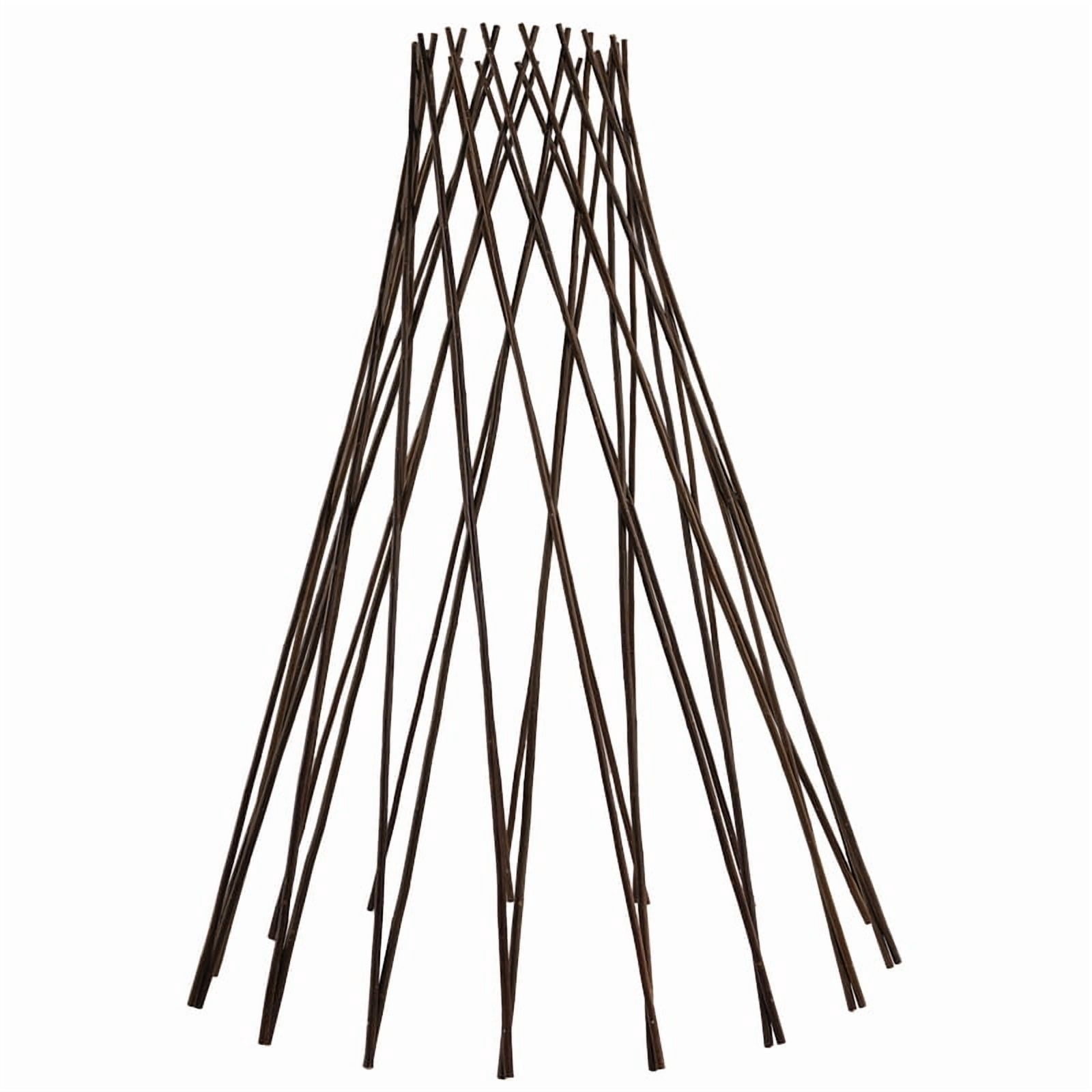 Bamboogro Round Willow Trellis Garden Plant Support - Expandable, 60"H x 15"W, Brown