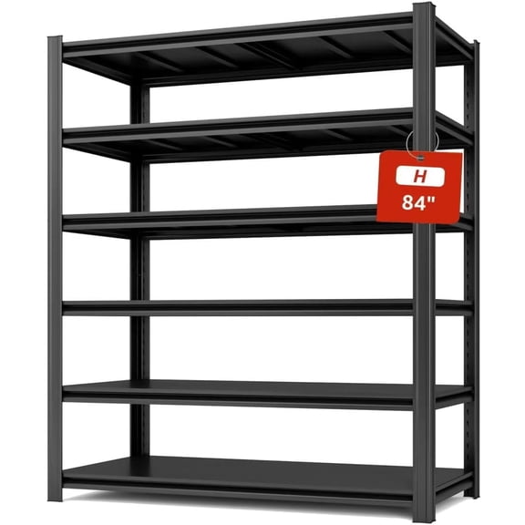 60" H x28 W x12 D: Father&I 5-Shelf-Storage-Rack Metal+Wood Garage/Kitchen Pantry Shelves Steel Utility Stand Shelving Unit Adjustable Heavy-Duty Shed Closet/Attic/Laundry Organizer, Black