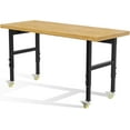 Odaof 60” HeavyDuty Wood Workbench with Wheels, Adjustable Height, Power Outlets, 3000 Lbs
