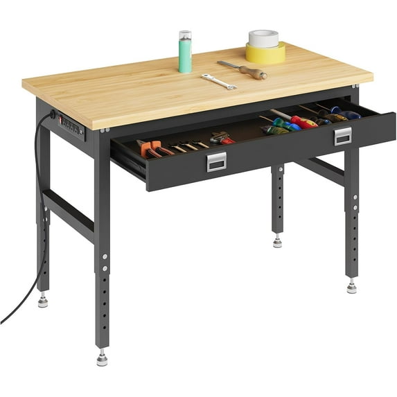 60" Heavy Duty Work Bench,Adjustable Height 28"-40" Max Load 2200 LBS with Storage for Garage Workbench,with Pegboard for Woodworking Shop Garage Home DIY Projects