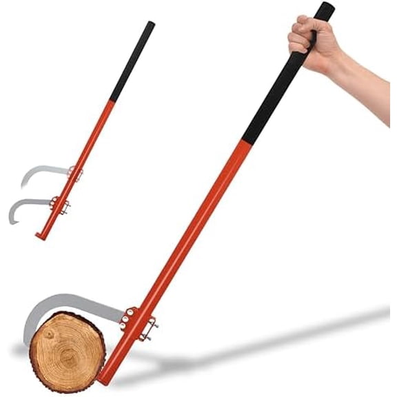 60" Can't Hook - Premium Carbon Steel Wood Log Roller Tool with Fully Adjustable Hook & Rubber Grip - Perfect Equipment for Loggers, Sawyers, Wood Workers & Firewood Enthusiasts Tool Box