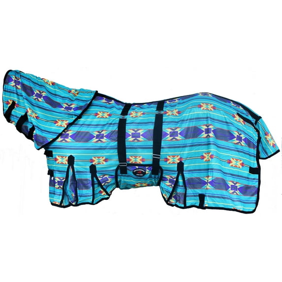 60" Horse Mesh Summer Scrim Sheet FlySheet Spring Airflow Neck Teal Aztec 73113