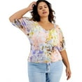 thumbnail image 1 of $60 INC International Concepts Women Plus Size Mesh Ruched Blouse Size 0X, 1 of 2