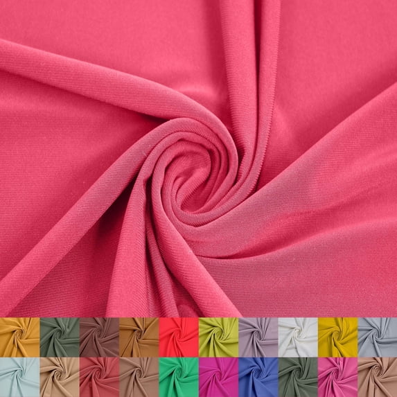 60” ITY Jersey Knit Poly Spandex Fabric - 229 GSM, Medium Weight, 4-Way Stretch, Anti-Wrinkle & Breathable - for Apparel, Activewear, Leggings, Drapery & DIY- Burgundy