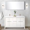 thumbnail image 1 of 60 In. W X 20 D White Vanity With Marble Top And Rose Gold Faucet - Soft Close, Spacious Storage, Durability , Storage- Design, 1 of 3