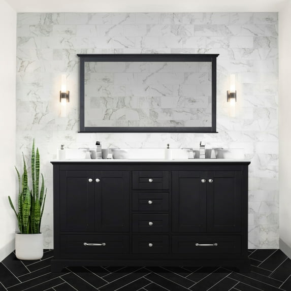 60 In. W X 22 D Vanity With Included 58 Mirror - Two Cabinets, Six Drawers And Open Shelf Supply Bountiful Storage Fully Assembled Bathroom Fixture & For Cabinet