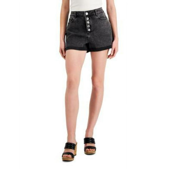 $60 Inc International Concepts Womens High Rise Button-Fly Shorts Black Size 10