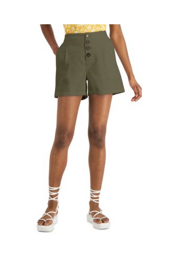 $60 Inc International Concepts Womens High Rise Button Fly Shorts Green Size XL