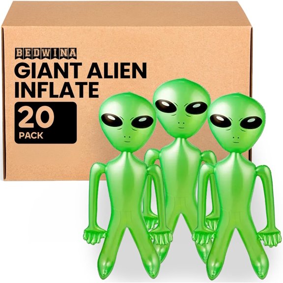 60 Inch (5 Feet) Giant Alien Inflatable - Pack of 20 - Jumbo Green Alien, for Game Prize, Alien Halloween Decorations Theme Party Favors Photo Prep & Decorations