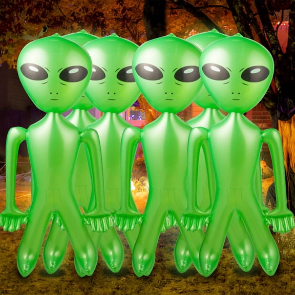 60 Inch (5 Feet) Giant Alien Inflatable - Pack of 6 - Jumbo Green Alien, for Game Prize, Alien Halloween Decorations Theme Party Favors Photo Prep & Decorations