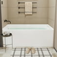 thumbnail image 1 of 60 Inch Acrylic Rectangular Alcove Soaking Bathtub, Rectangle 60-Inch x 30-Inch Alcove Bath with Integral Apron, Integral Flange and Left Hand Drain, White,Chrome Pop-Up Drain, 1 of 8