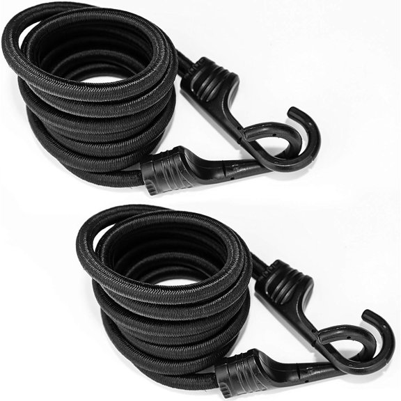 60 Inch Black Bungee Cords with Hooks Heavy Duty, 4 Pack