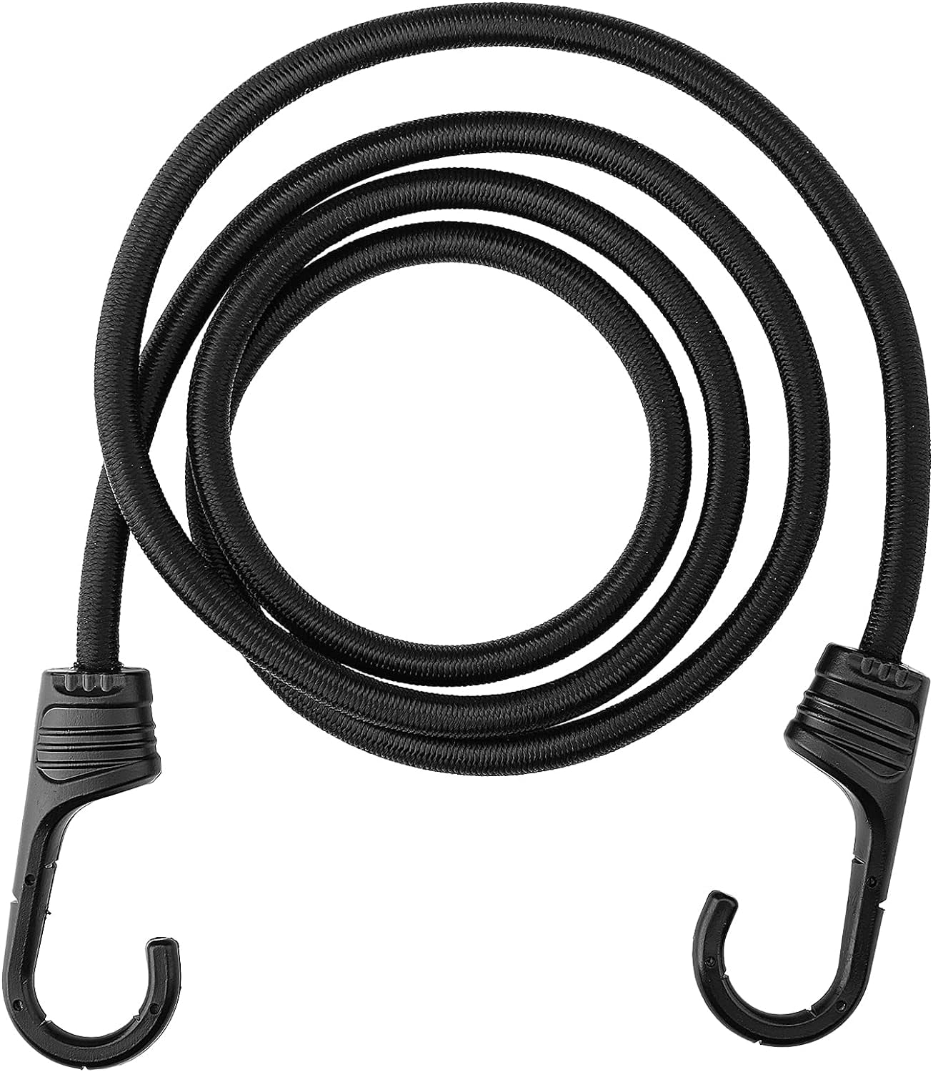 VBEST Black Bungee Cords 6-Pack 48 Inch - Heavy Duty With Carabiner Hooks, UV Resistant, Storage Bag