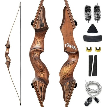 60 Inch Black Hunter Longbow 20-60 Lbs Archery Bow with Stringer Tool Right Hand Hunting Bows for Adults Outdoor Shooting Target Practice