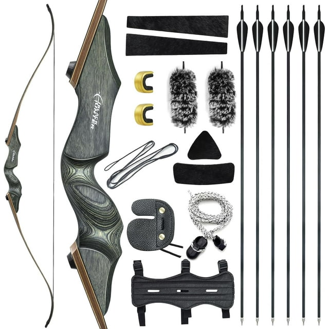 60 Inch Black Hunter Recurve Bow Archery Set Adult 2060lbs Left Hand Recurve Bow and Arrow for