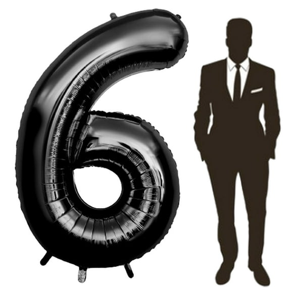 60 Inch Black Number Balloon Large Foil Number Balloons With Base, 0-9 Big Number Balloons for Birthday Party Supplies Decorations