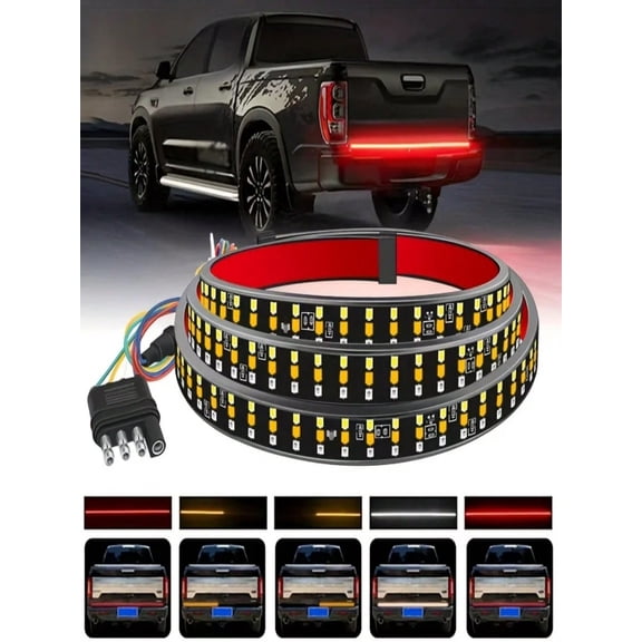 60 Inch Car Truck Tailgate Light Bar 12V 5 Function LED Brake Light Strip Turn Signal Warning Reverse Light Waterproof,150cm
