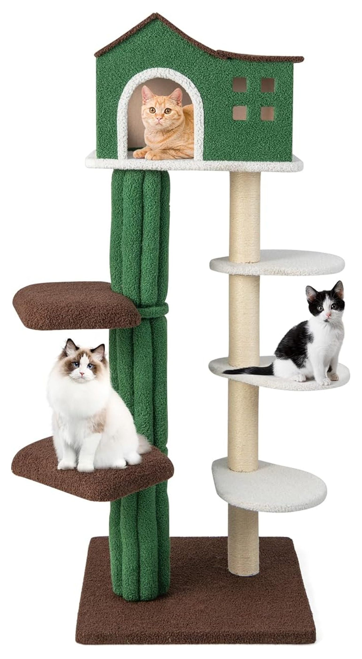 60 Inch Cat Tree Modern Tower, Multi-Level Condo with Sisal Scratching ...
