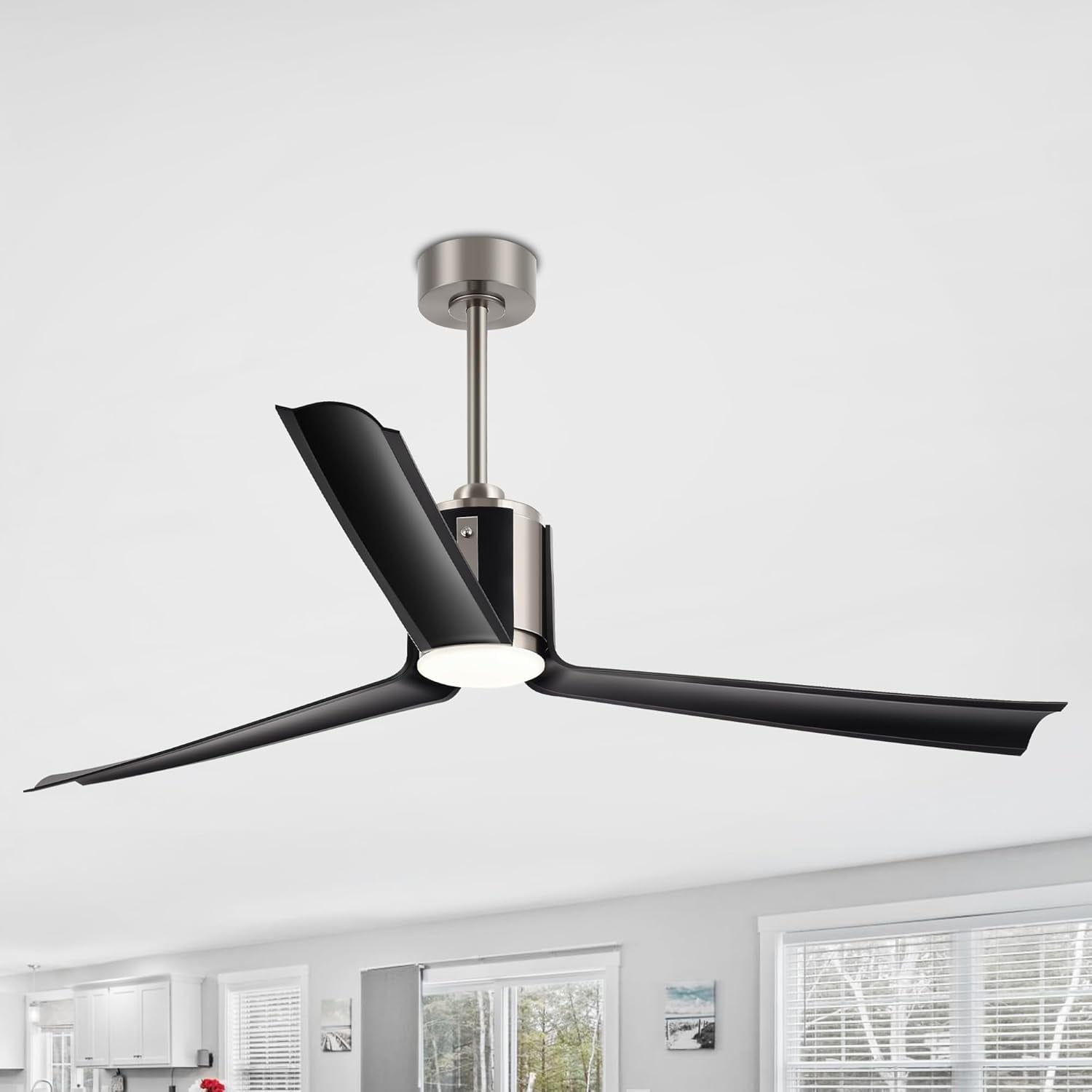 60 Inch Ceiling Fans with Lights and Remote, Modern Black and Satin ...
