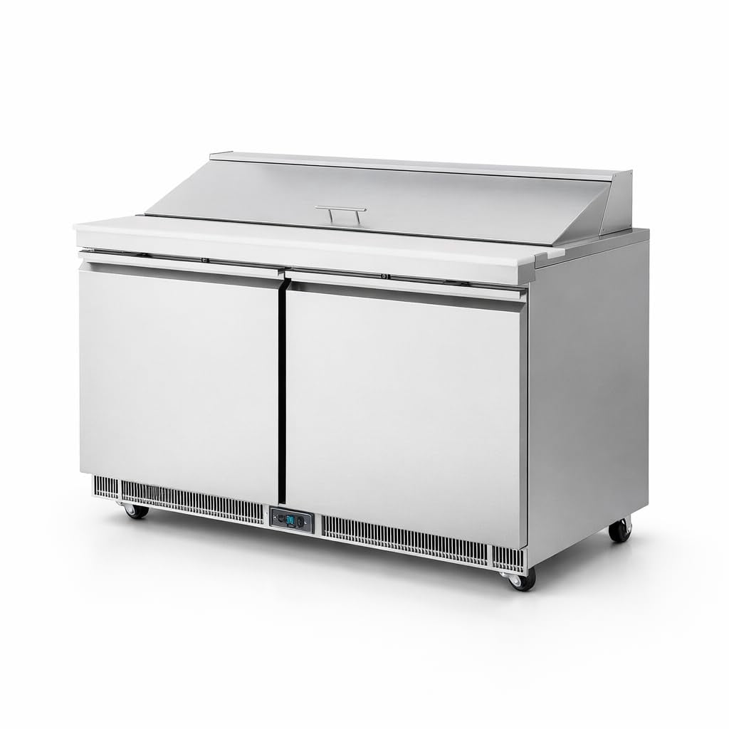 60-Inch Commercial Sandwich Prep Table, 2-Door Refrigerated, Stainless ...