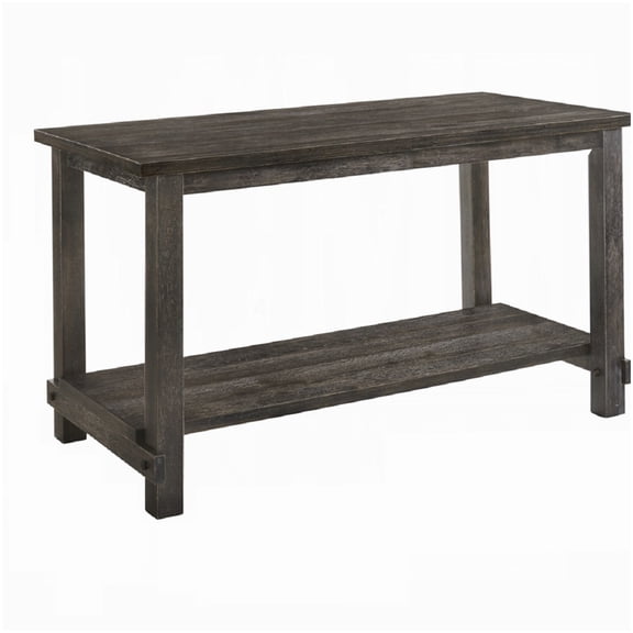 60 Inch Counter Height Table with Storage, Gray Tan Wood Dining Table, Modern Rectangular Table for Family Gatherings
