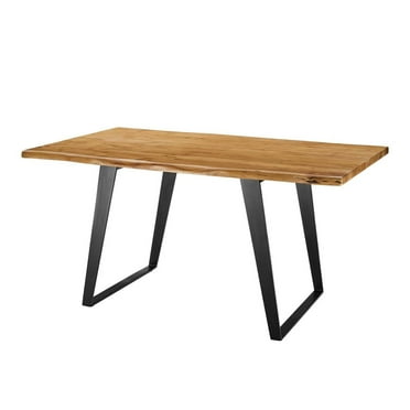60 Inch Dining Table, Black Natural, Wood, Rectangular, Kitchen Cafe Bistro Hospitality Restaurant, Modern Contemporary HB35896