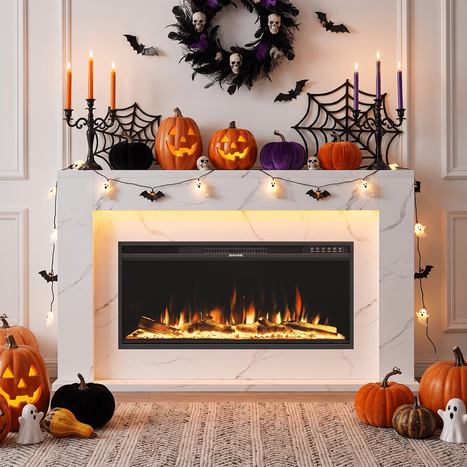 Kincubow 60 in Electric Fireplace with Mantel, 42 in Insert, 5100 BTU ...