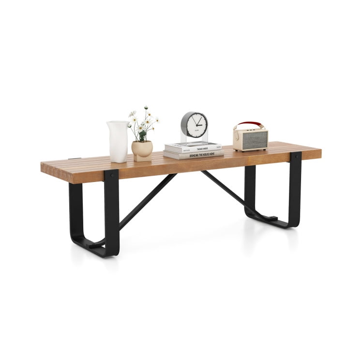 60 Inch Entryway Bench Rustic Farmhouse Wooden Shoe Rack with Metal ...