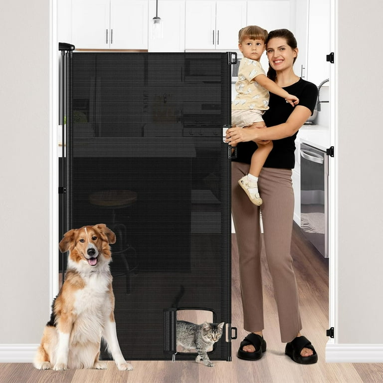 60 Inch Extra Tall Cat Gate for Stairs Retractable Gate with Cat