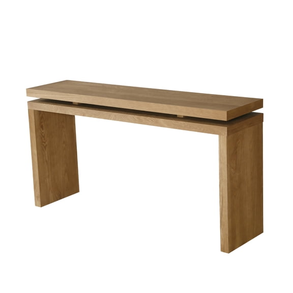 60 Inch Farmhouse Suspended Double Tier Console Table, Retro Wooden Entryway Sofa Table with Solid Wood Legs & MDF Panels, Slim Space-Saving Accent Table for Living Room Hallway Stair Landing