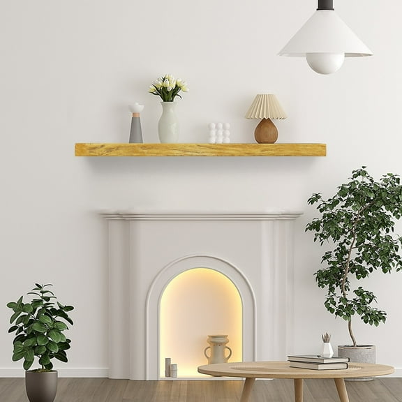 60 Inch Fireplace Mantel Shelf Wall Mounted - Rustic Farmhouse Floating Shelves - with Invisible Heavy Duty Metal Bracket
