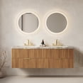 thumbnail image 1 of 60 Inch Floating Bathroom Vanity with Double Sink, Wall-Mounted Plywood Bathroom Storage Cabinet with 4 Drawers, Sintered Stone Countertop and 2 Ceramic Basins, Pre-Assembled, Dark Oak, 1 of 8