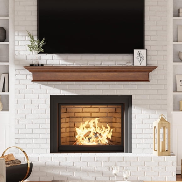 Kincubow 60 inch Fireplace Mantel Shelf, Wood Wall Mounted Mantel with Hidden Bracket, Rustic Cherry Finish, 60 x 9 x 8