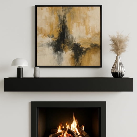60 Inch Floating Fireplace Mantel Shelf - Modern Black Matte Lacquer Finish