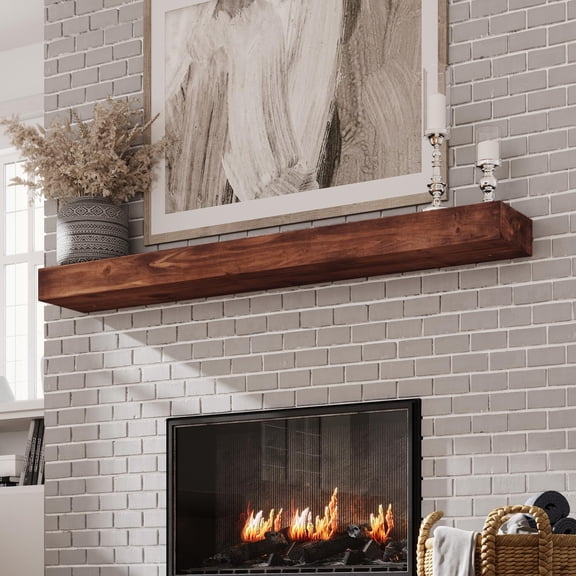 60 Inch Floating Shelf, Handcrafted Wood Mantles for Over Fireplace, Floating Mantel Shelf with Invisible Heavy Duty Metal Bracket for Wall Decor, 60 Inch Fireplace Mantel, Brown