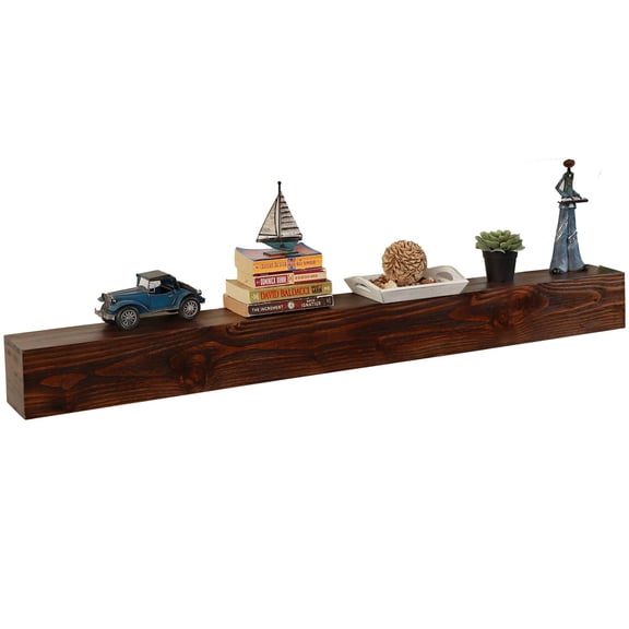 60 Inch Floating Wall Shelf, Real Wood Fireplace Mantel Shelf, Espresso