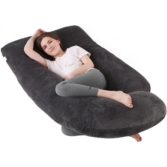 60 Inch Full Body Pregnancy Pillows for Sleeping Cooling Pregnancy Pillow,U Shaped Pregnancy Body Pillow,Maternity Pillows for Pregnant Women with Removable Washable Velvet Cover.(Black)
