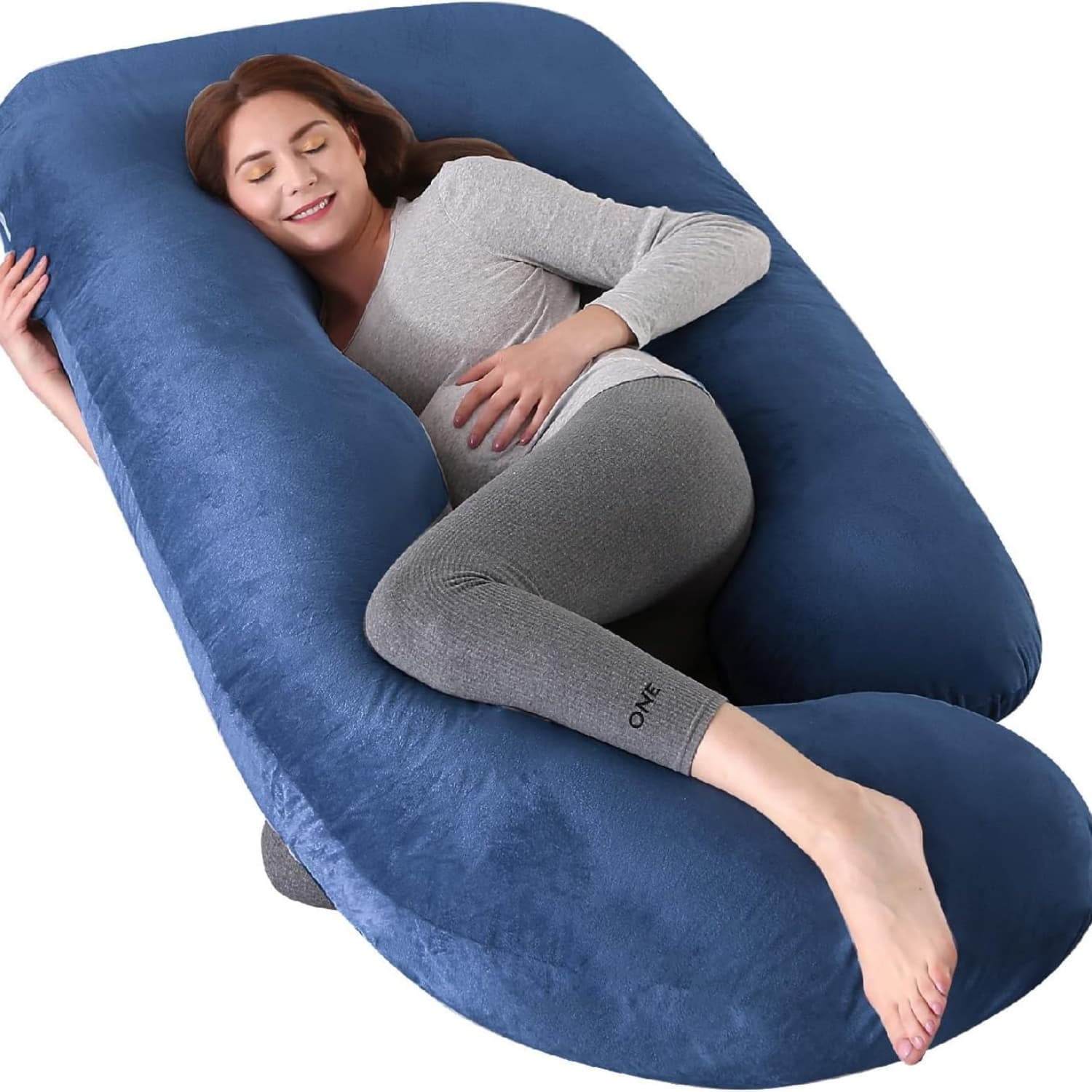 60 Inch Full Body Pregnancy Pillows for Sleeping Cooling Pregnancy Pillow,U Shaped Pregnancy Body Pillow,Maternity Pillows for Pregnant Women with Removable Washable Velvet Cover.(Blue)