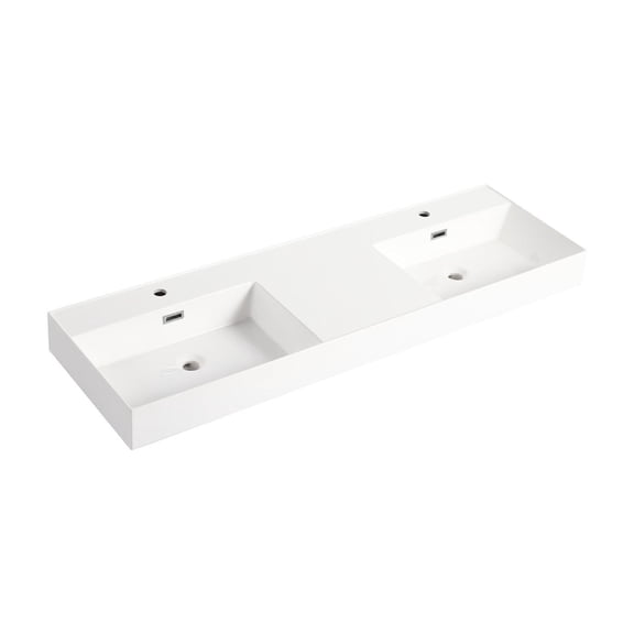 60 Inch Gel-Coated Resin Vanity Top / Non-Toxic, Spacious Bathroom