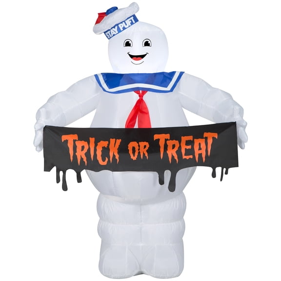60 Inch Ghostbusters Stay Puft with Trick or Treat Sign for Halloween by Airblown Inflatables