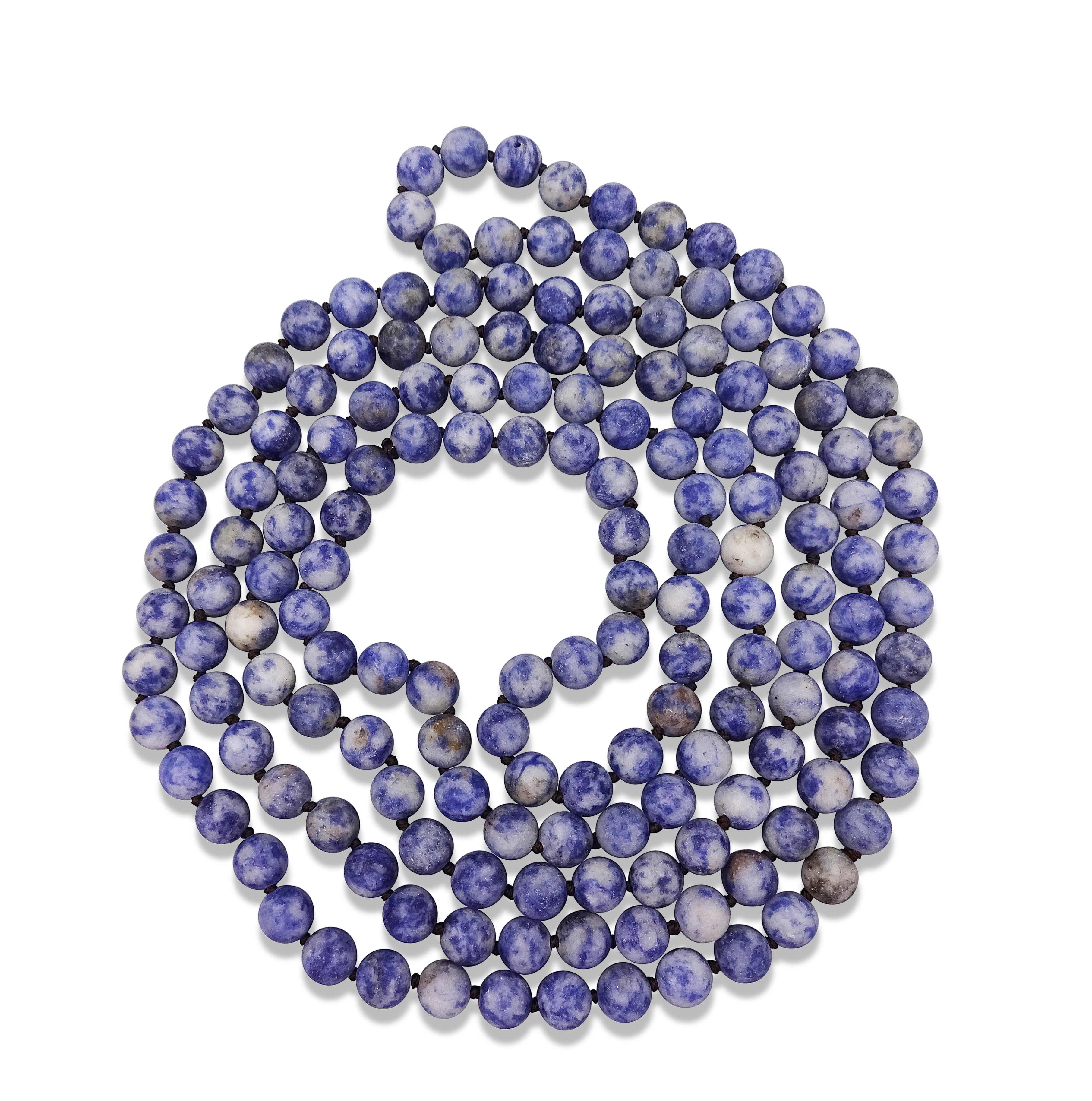 60 Inch Hand Knotted Sodalite Endless Infinity Necklace In Matte Finish