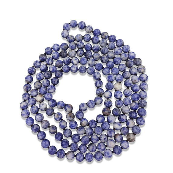 60 Inch Hand Knotted Sodalite Endless Infinity Necklace In Matte Finish