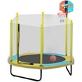 thumbnail image 1 of 60-Inch Indoor Outdoor Small Trampoline for Boys Girls, Kids Trampoline Little Trampoline with Safety Enclosure Net, Basketball Hoop and Ball Included, Toddler Trampoline Max Load 220lbs, Yellow, 1 of 5