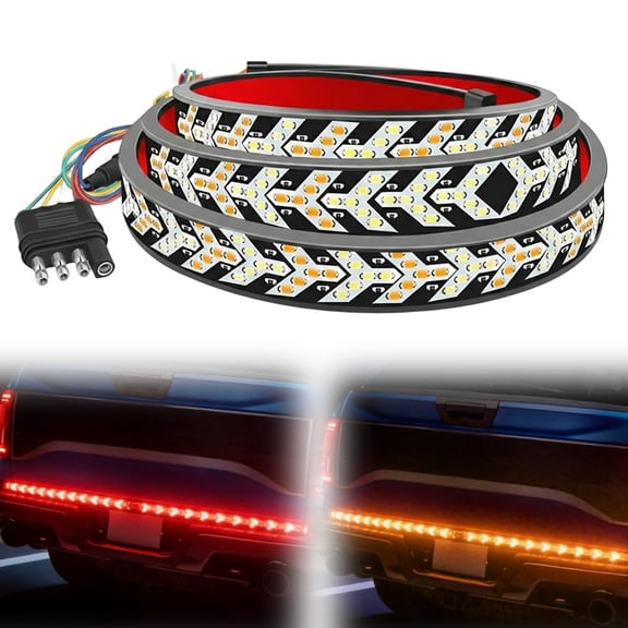 60-Inch LED Tailgate Light Bar Strip, Truck Trailer Rear LED Signal Strip with Brake Reverse Turn Lighting, Flexible Waterproof Tailgate Light for Work and Towing