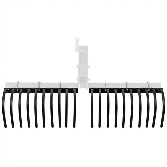 60 Inch Landscape Rake Fits for Tractor/ATV/UTV Heavy Duty Rock Rake 20 Tines Pine Straw Rake for Black