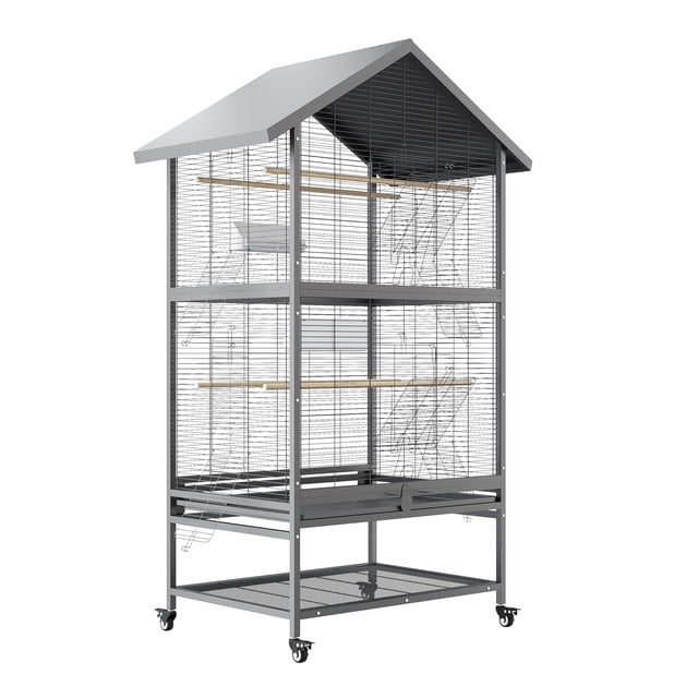 60 Inch Large Bird Cage Metal Parrot Cage,Rolling Parakeet Cage,Heavy ...