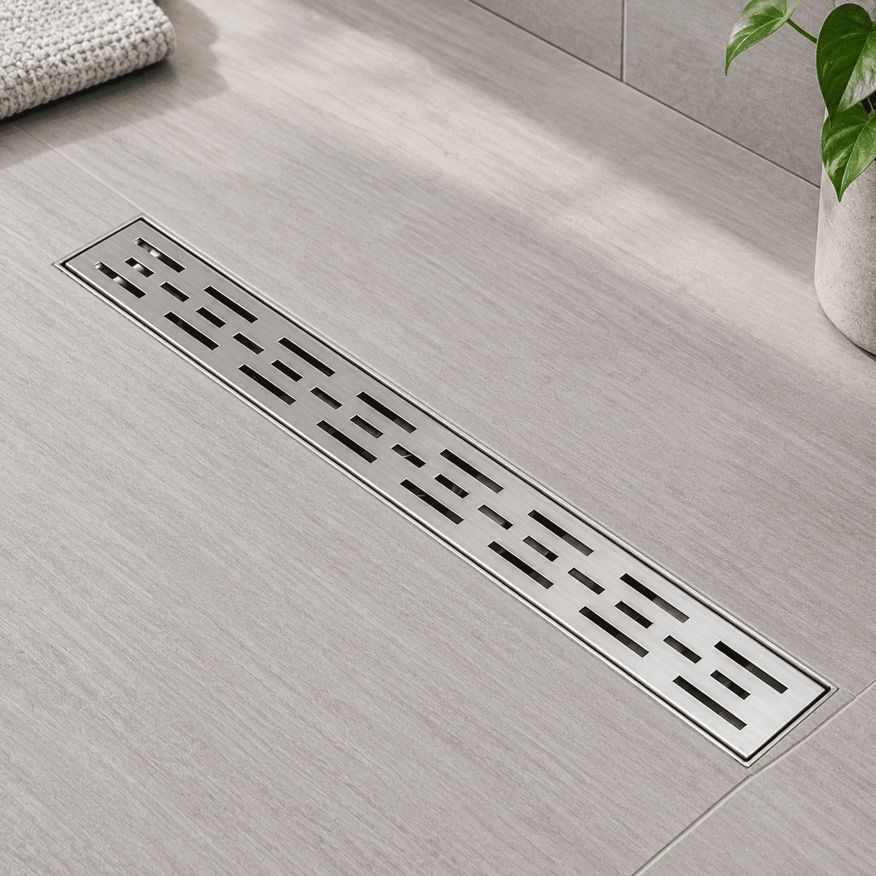 4 Inch Bricks 60 Inch Linear Shower Drain with Brick Pattern Brushed Grate - Walmart.com