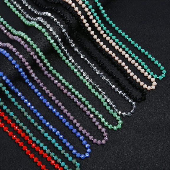 60-Inch Long Hand Knotted Crystal Beaded Endless Strand Necklace Glass Beads Multi Layer Infinity Lariat For Women Men 1920S Flapper Sweater Costume Statement Jewelry[o6515]