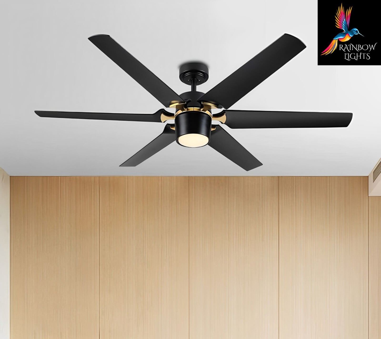 60-Inch Matte Black Ceiling Fan with 6 Blades, Featuring Remote and App ...