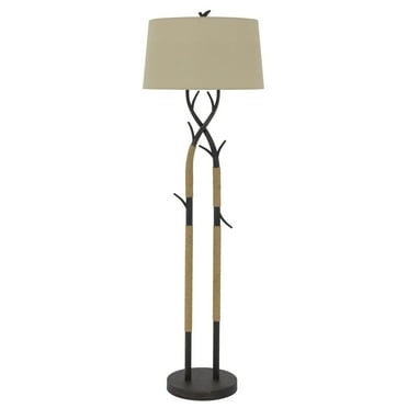 60 Inch Metal Tree Branch Base Floor Lamp, Dimmer, Black- Saltoro Sherpi